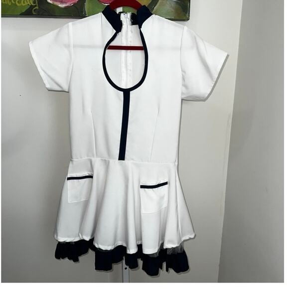 Underwraps Nightingale Nurse Costume Dress White w/ Navy Trim Size M (AS IS) - Picture 3 of 17